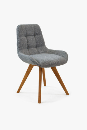 Tömör tölgyfa étkezőszék kékes szürke EASY clean kárpittal